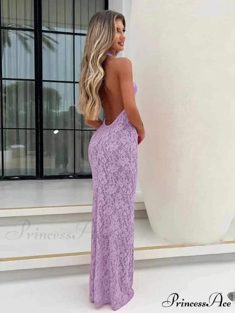 Long Extended Perspective Lace Holiday Dress - Image 2