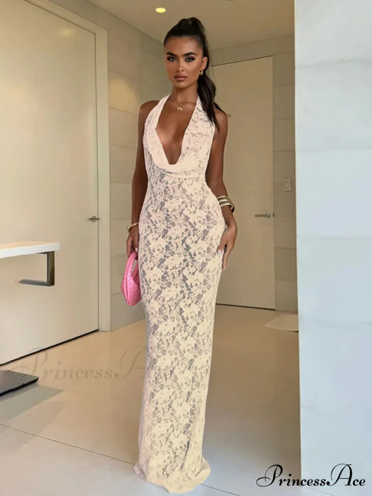Long Extended Perspective Lace Holiday Dress - Image 3