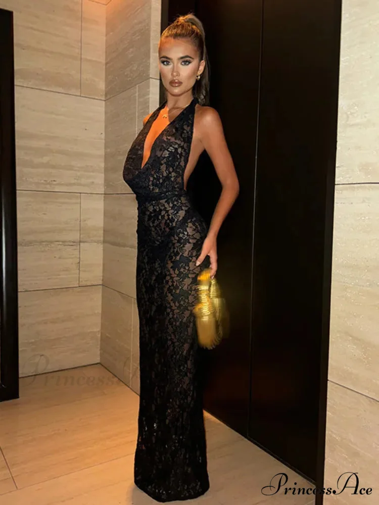 Long Extended Perspective Lace Holiday Dress - Image 4
