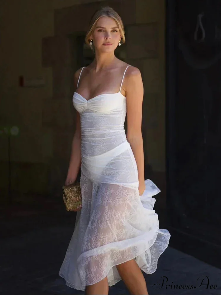Long Lace Pleated A-line Holiday Dress - Image 2
