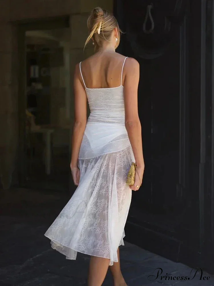 Long Lace Pleated A-line Holiday Dress - Image 3