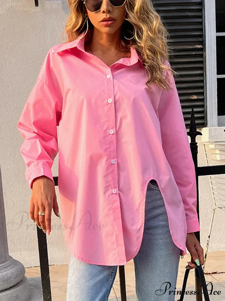 Loose Collared Informal Solid Blouse - Image 2