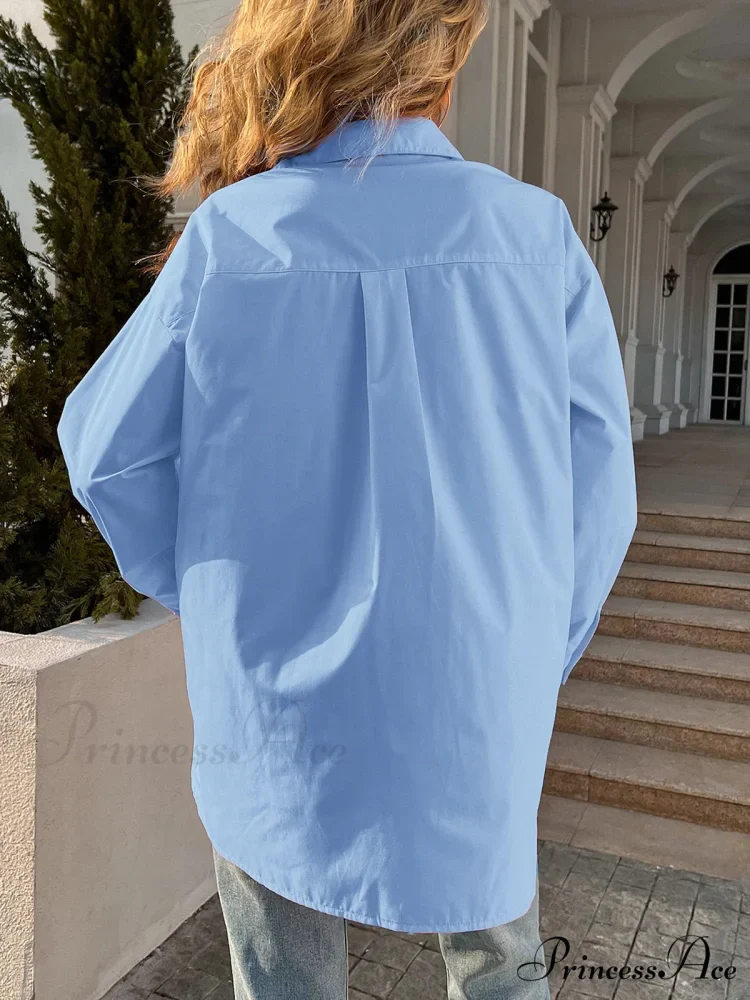 Loose Collared Informal Solid Blouse - Image 6