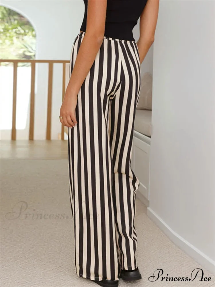 Loose Striped Cinched Wide Leg Summer Pant - Image 2