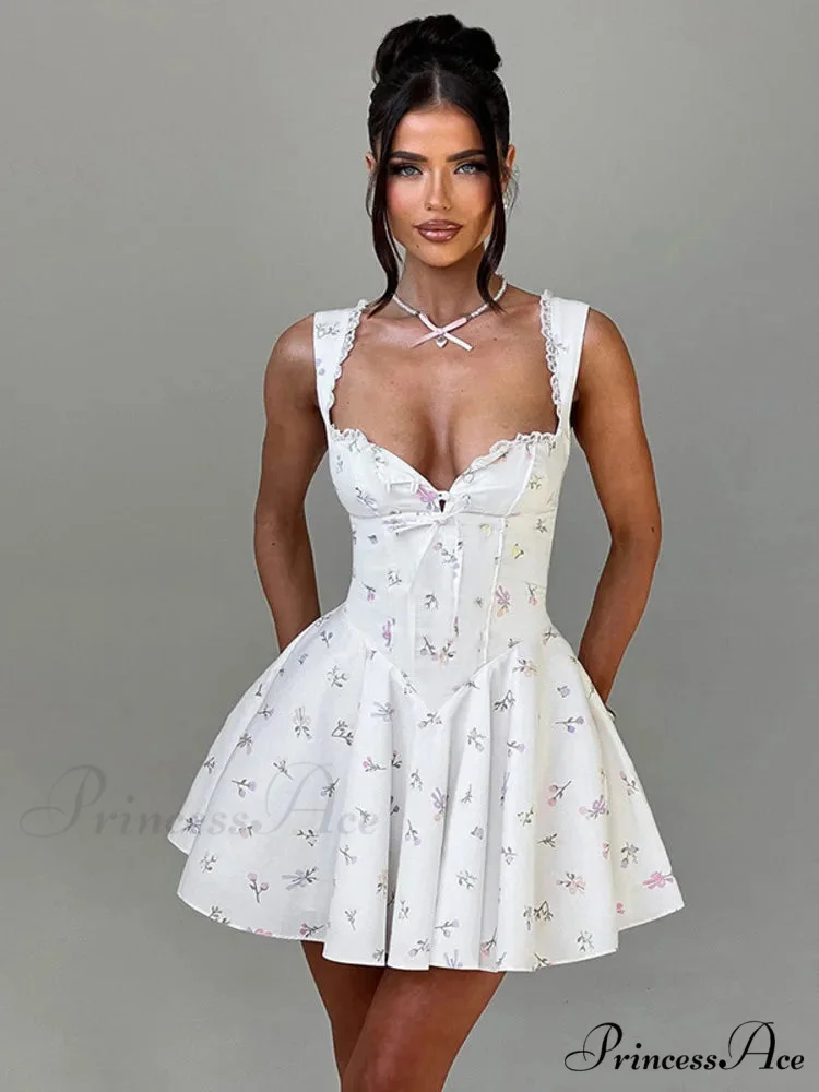 Low-cut Open-Backed Pleated Mini Dress - Image 3