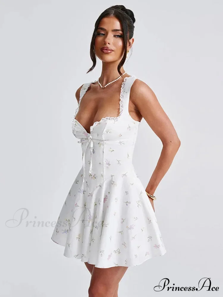 Low-cut Open-Backed Pleated Mini Dress - Image 5