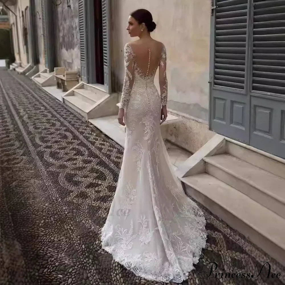 Low-cut Plunging Backless Trumpet Wedding Gown - Image 2