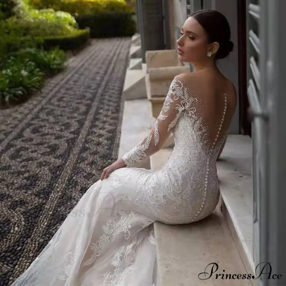 Low-cut Plunging Backless Trumpet Wedding Gown - Image 3