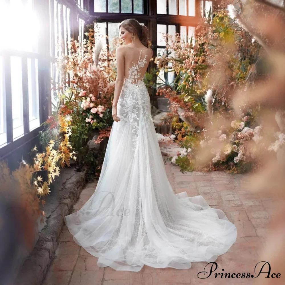 Low-cut Silk Trumpet Bridal Gown - Image 2