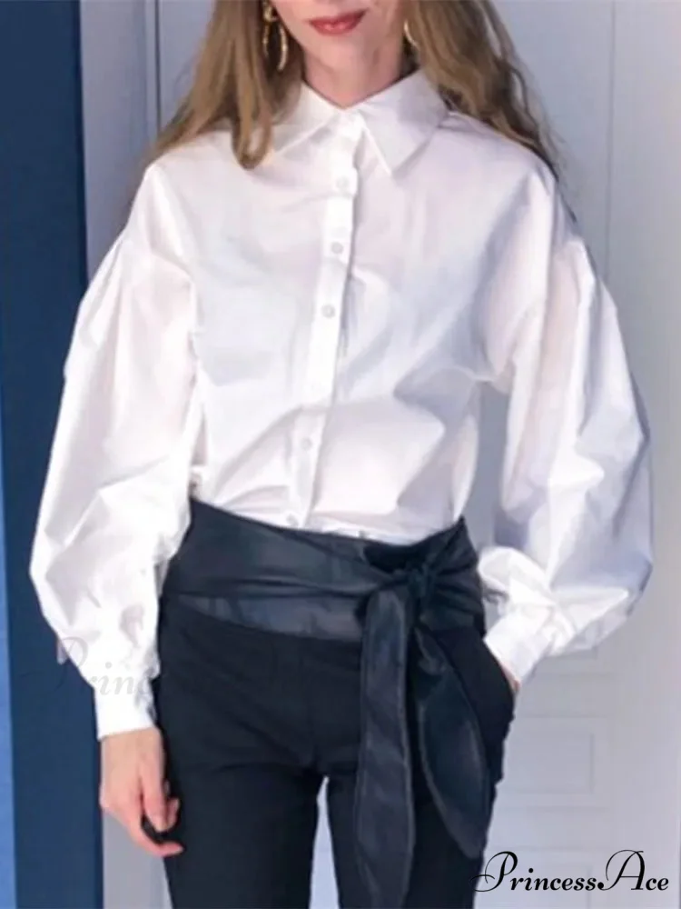Luminous Sleeve Button Neck Blouse - Image 8