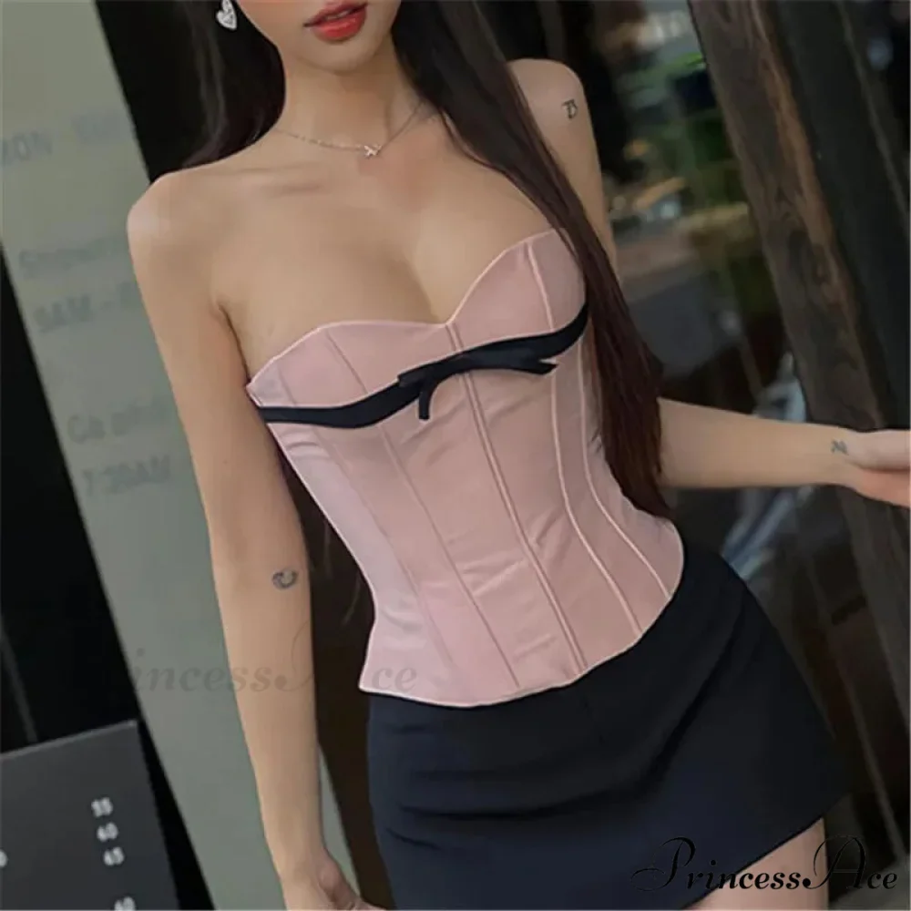 Magenta Ribbon Sheath Crop Top - Image 2