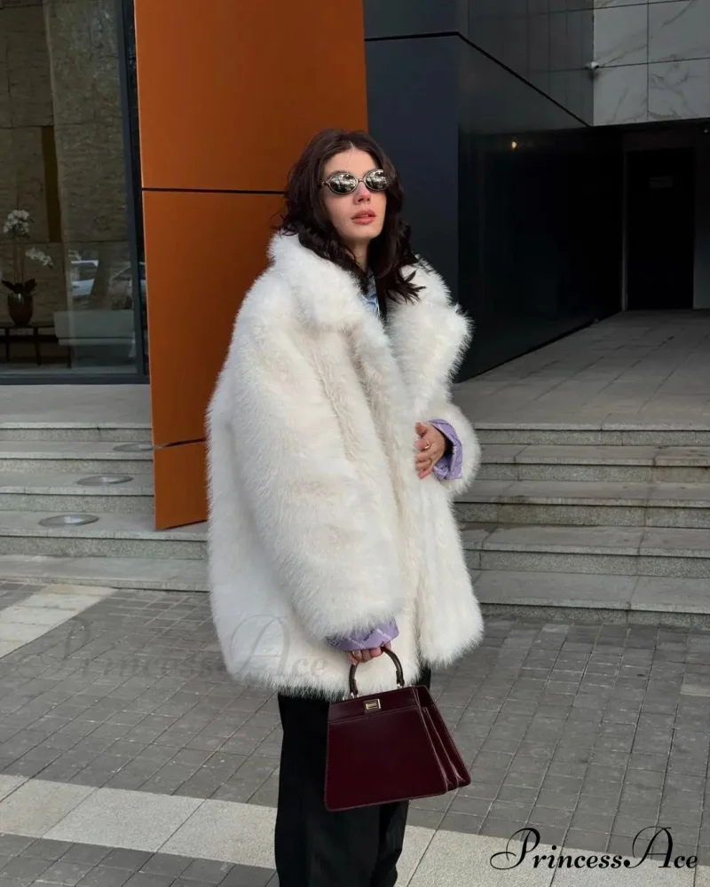 Medium-Length Synthetic Fur Plush Replica Jacket - Image 10