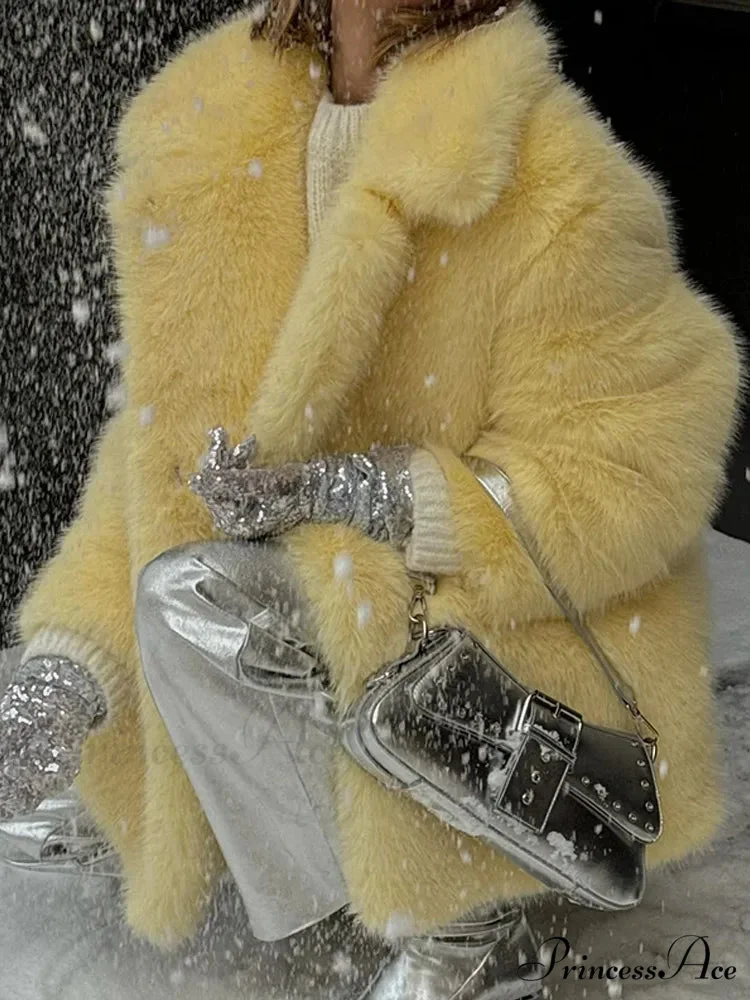 Medium-Length Synthetic Fur Plush Replica Jacket - Image 2