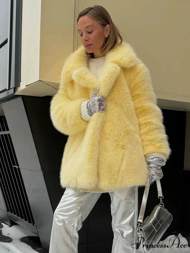 Medium-Length Synthetic Fur Plush Replica Jacket - Image 4