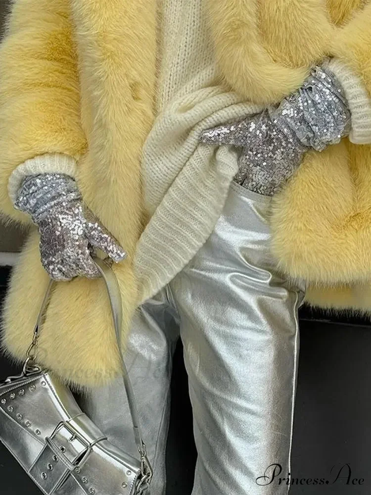 Medium-Length Synthetic Fur Plush Replica Jacket - Image 5