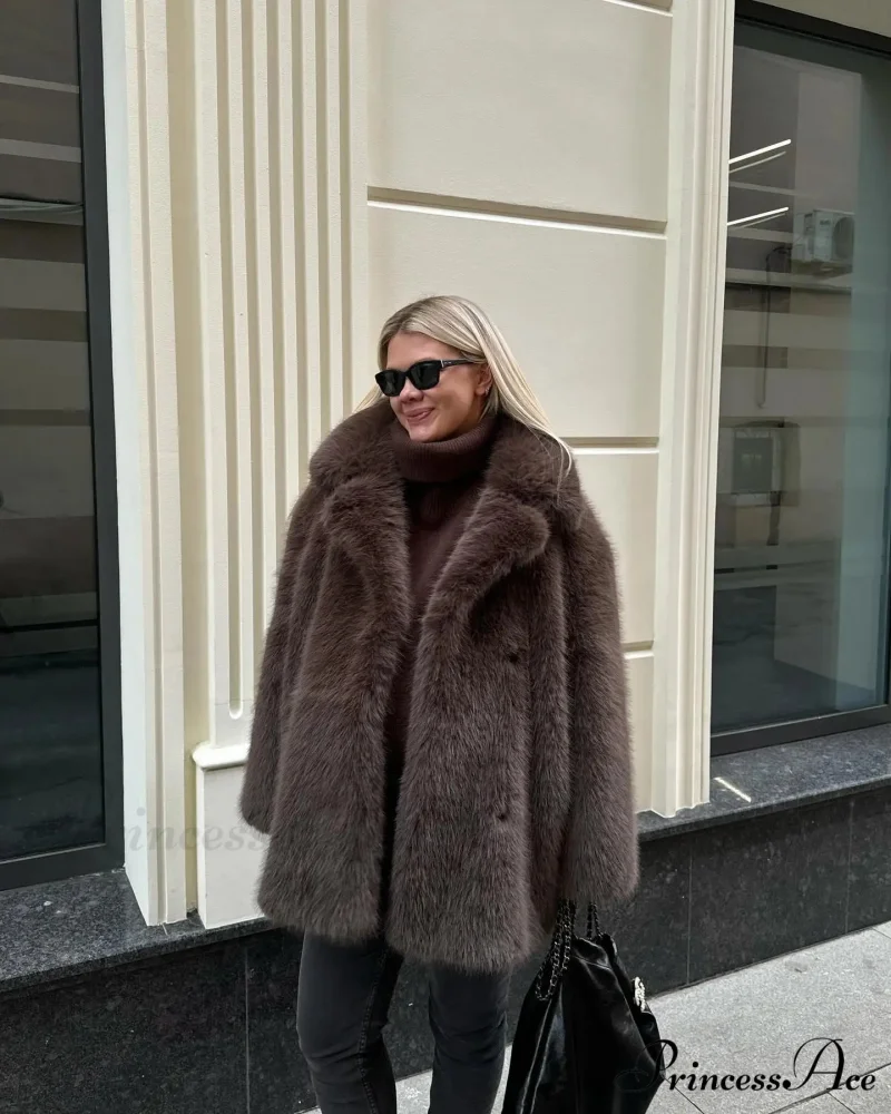 Medium-Length Synthetic Fur Plush Replica Jacket - Image 9