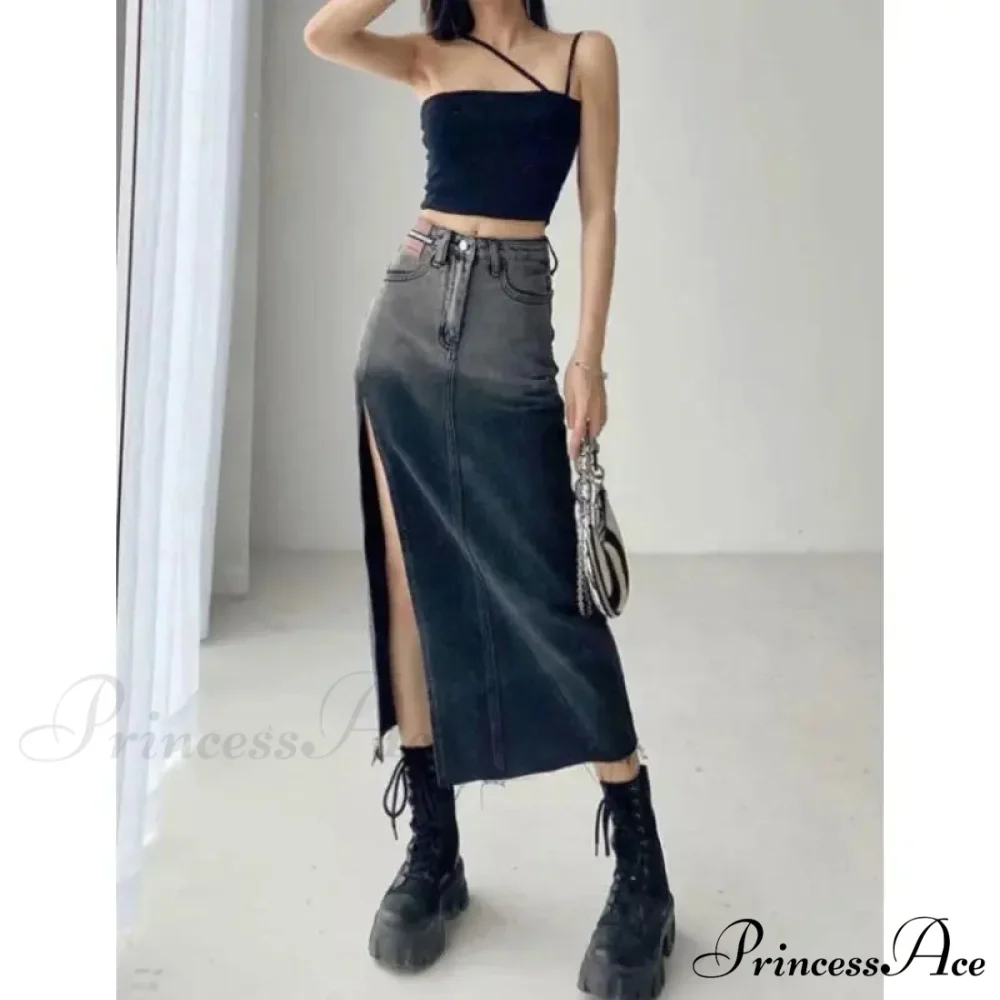 Medium Slit Jeans Skirt - Image 2