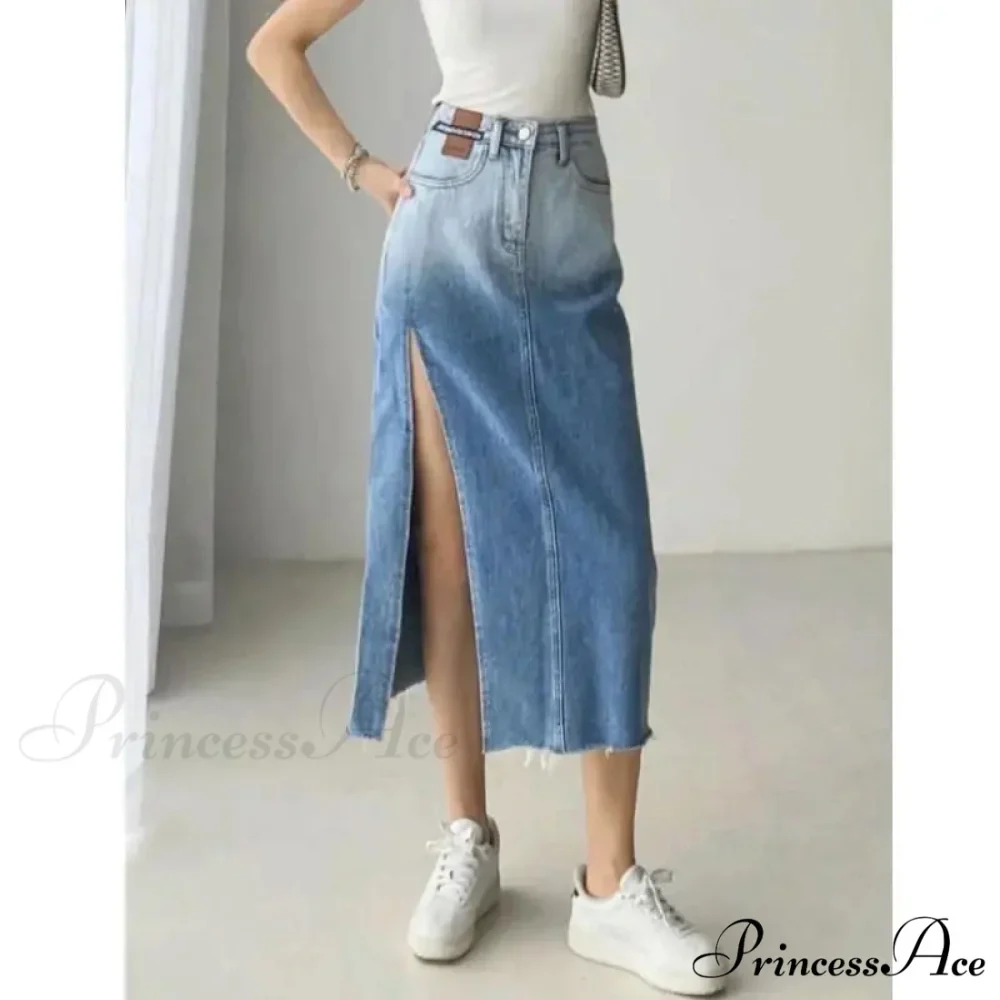 Medium Slit Jeans Skirt - Image 3
