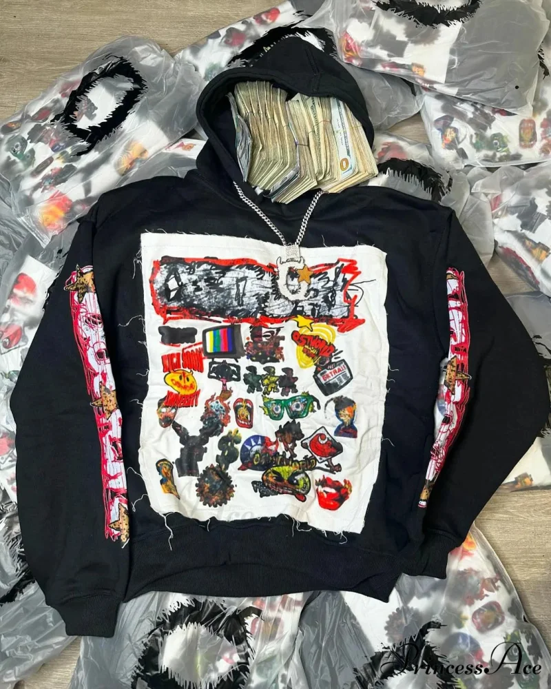 Mended Pullover Sweatshirt Hoodie - Image 3