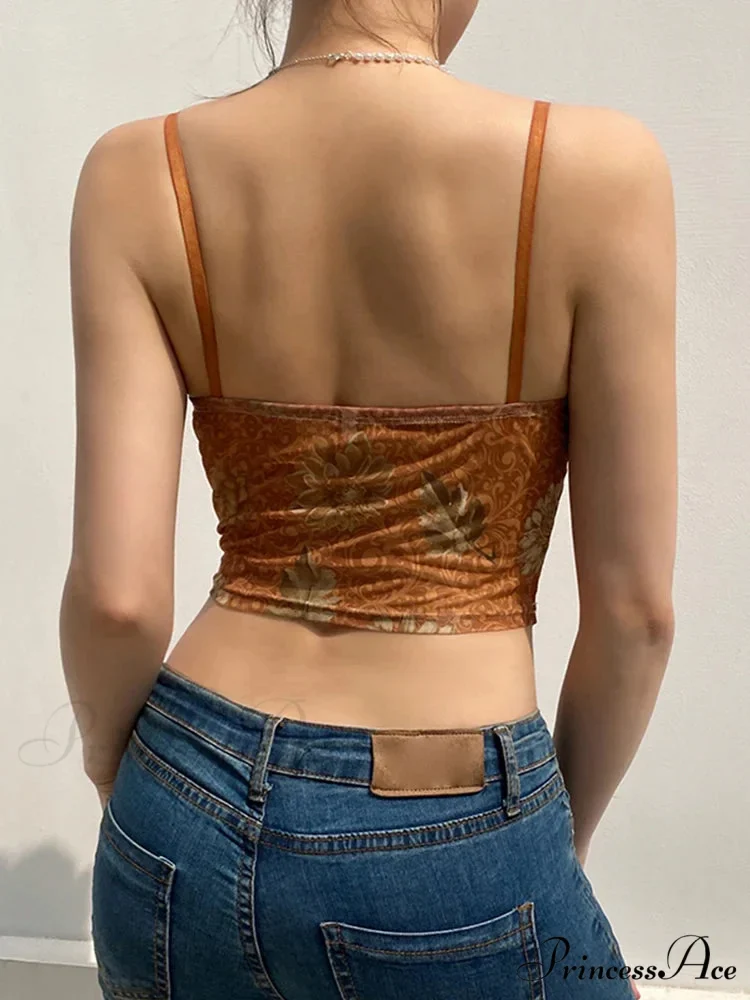 Mesh Botanical Retro Aesthetic Y2K Crop Top - Image 2