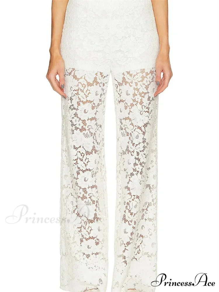 Mesh Floral Baggy Wide Leg Transparent Pant - Image 2