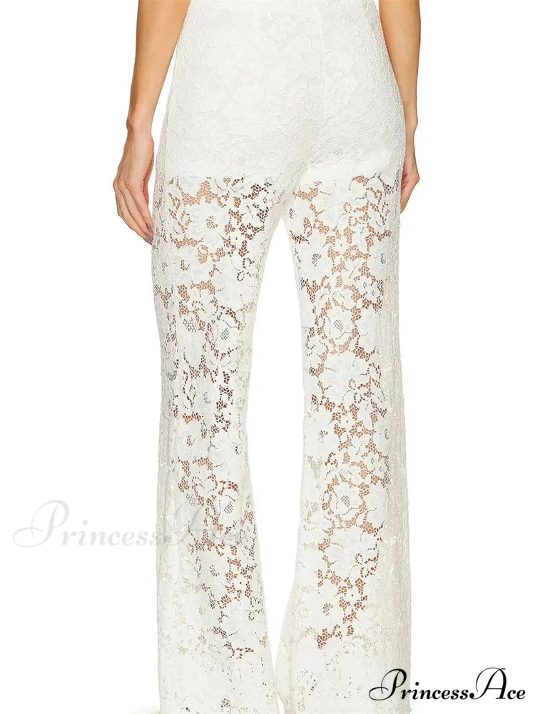Mesh Floral Baggy Wide Leg Transparent Pant - Image 4
