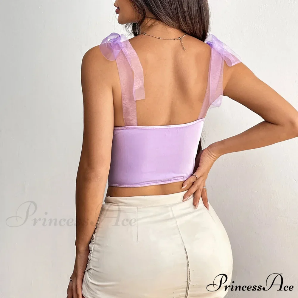 Mesh Ribbon Net Fishbone Corset Top - Image 2