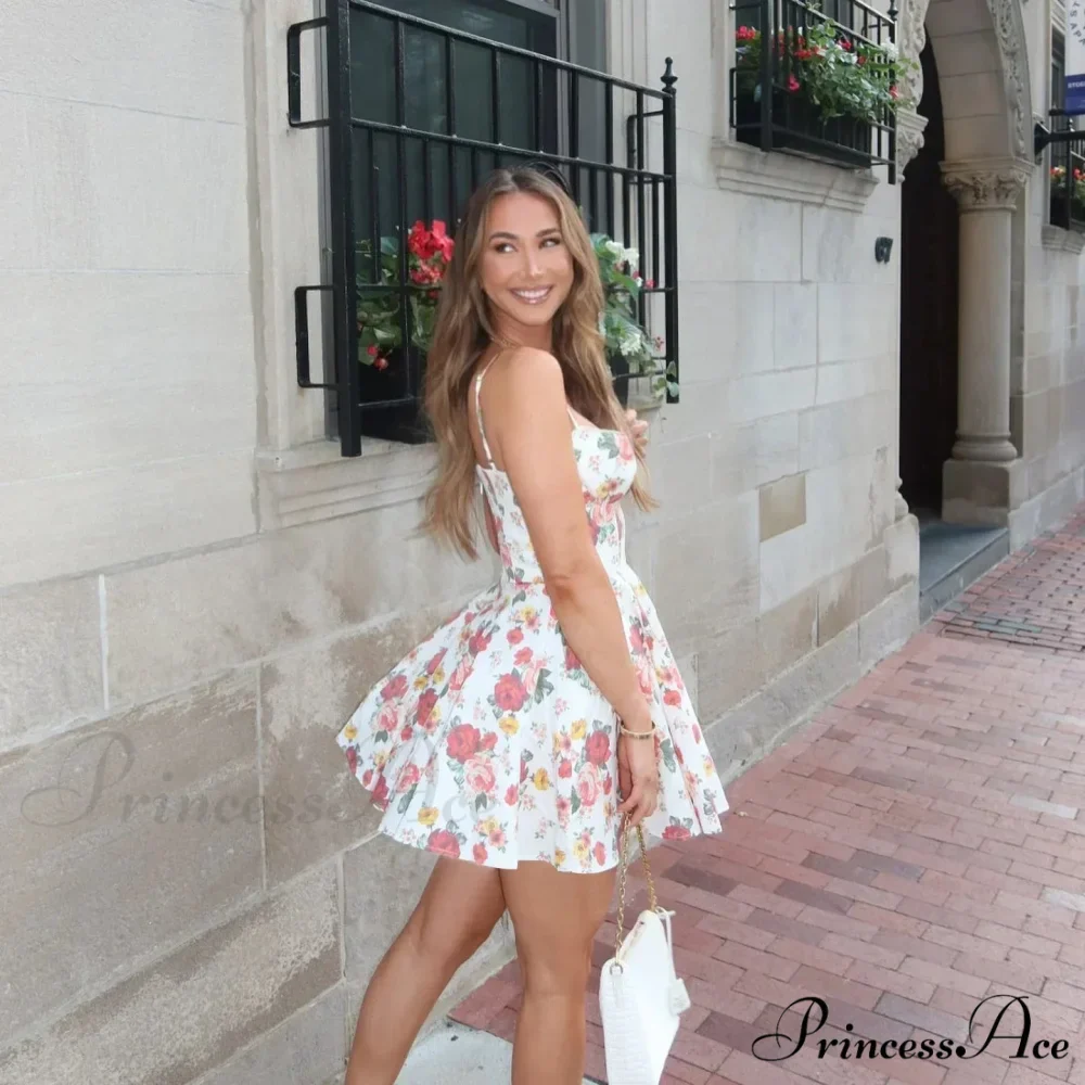 Mesh Skirt Flower Pattern A-line Flower Dress - Image 3