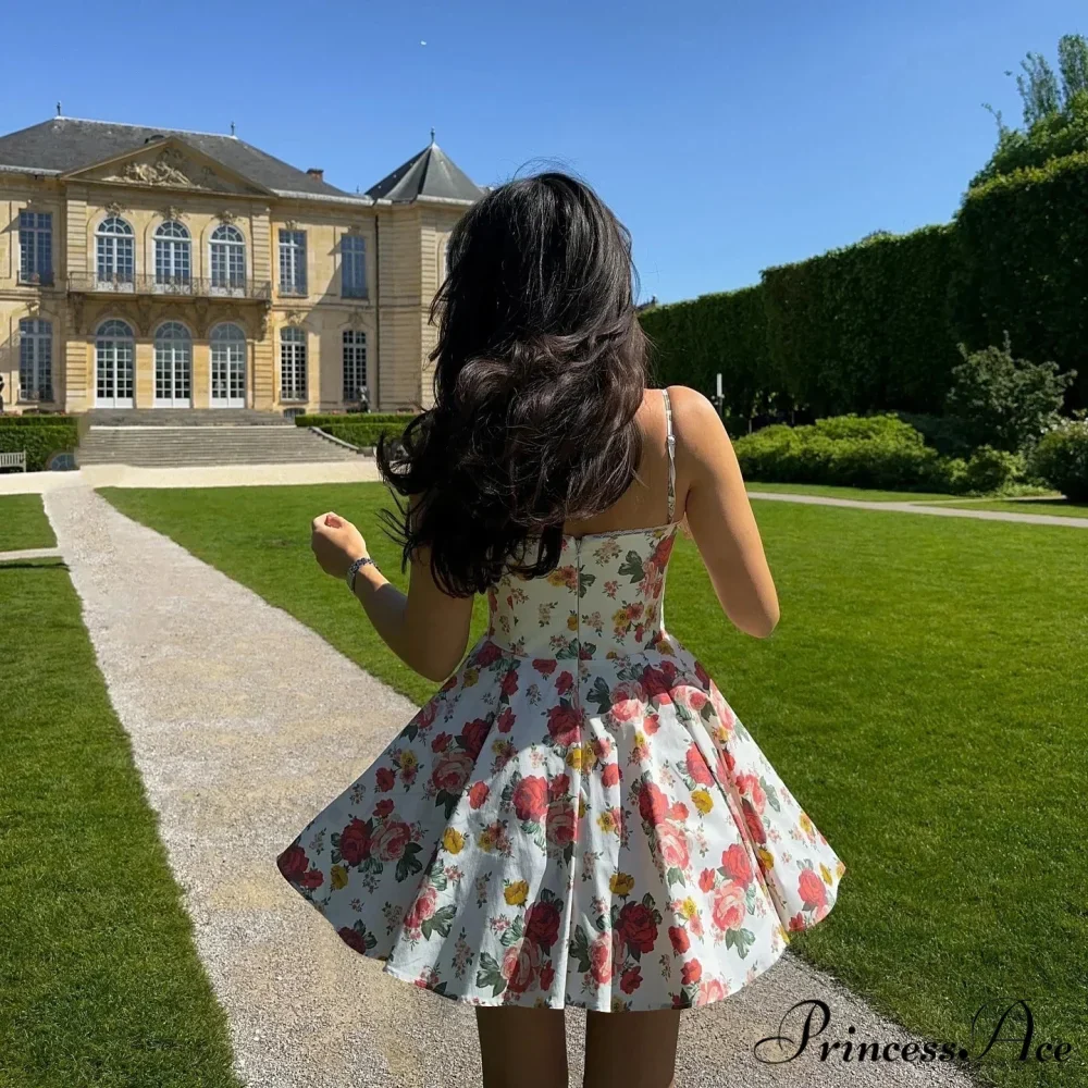 Mesh Skirt Flower Pattern A-line Flower Dress - Image 5