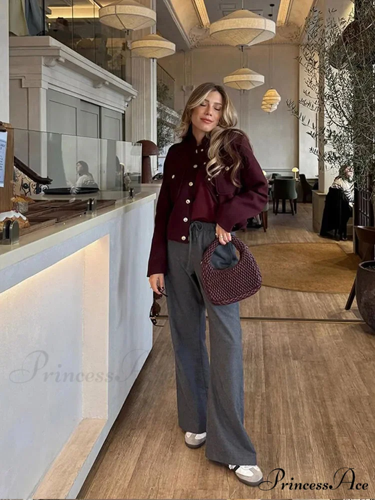 Metal Solitary Fronted Maroon Bomber Jacket - Image 2
