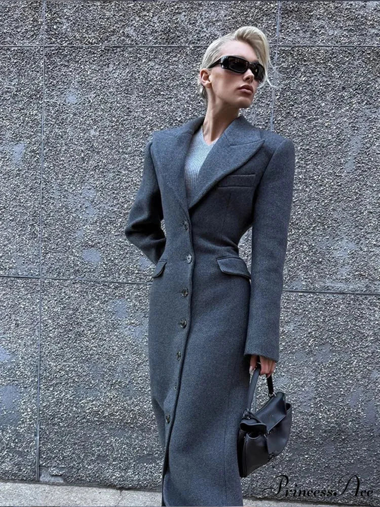 Midsection Up Solitary Buttoned Wool Overcoat - Image 6