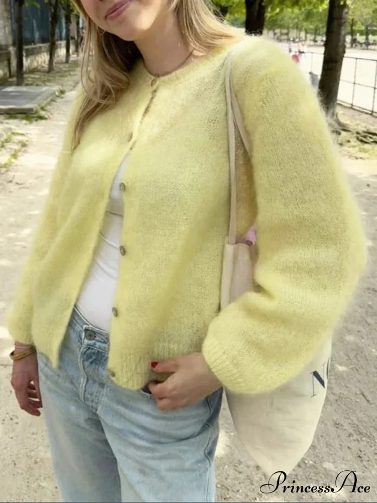 Monochromatic Button-Up Long Sleeve Cardigan - Image 8