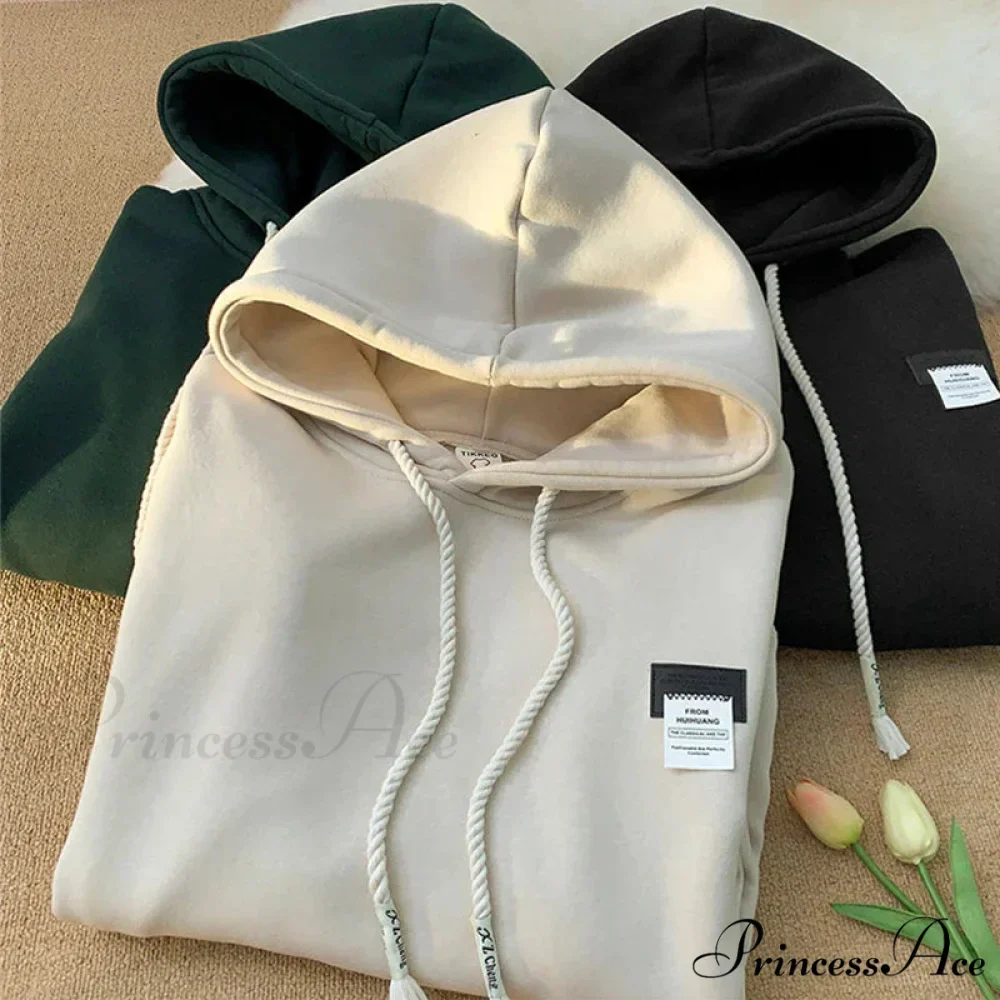 Monochromatic Embroidered Generous Fleece Hoodie - Image 2