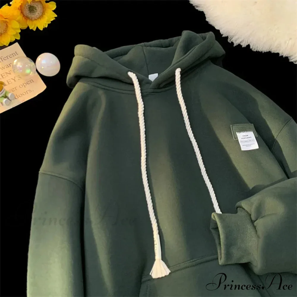 Monochromatic Embroidered Generous Fleece Hoodie - Image 4
