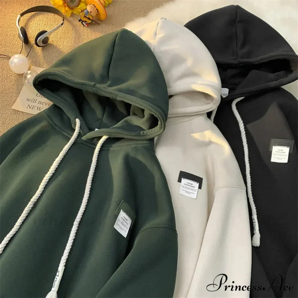 Monochromatic Embroidered Generous Fleece Hoodie - Image 5