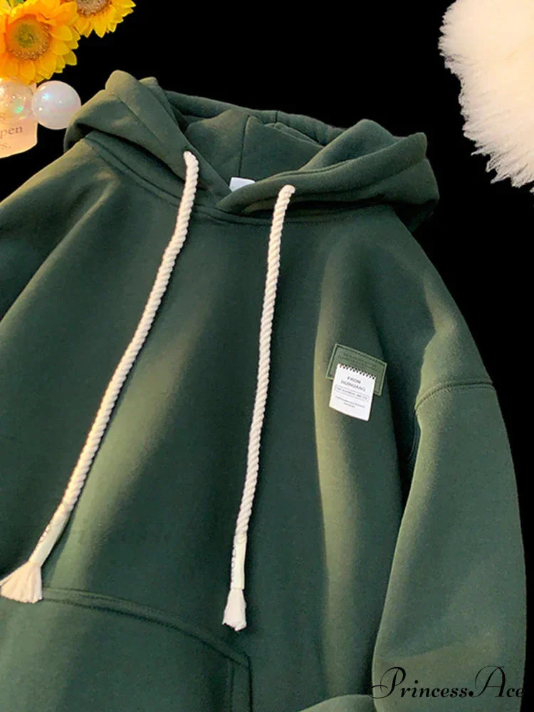 Monochromatic Embroidered Generous Fleece Hoodie - Image 8