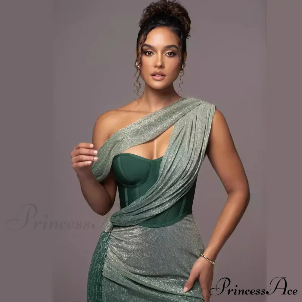 Monochromatic Sleeveless Bandeau Slit Prom Dress - Image 5
