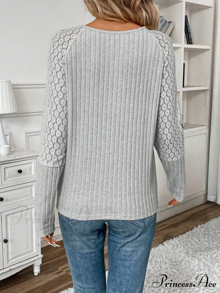 Monochromatic Style Knitted Extended Sleeve Top Women - Image 2