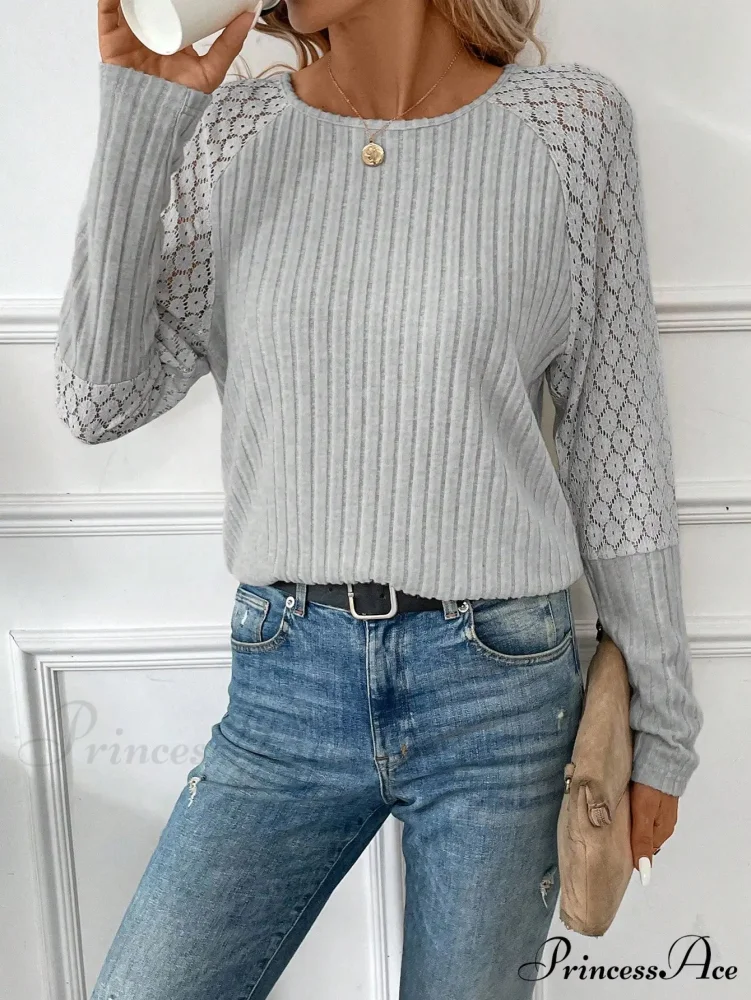 Monochromatic Style Knitted Extended Sleeve Top Women - Image 3
