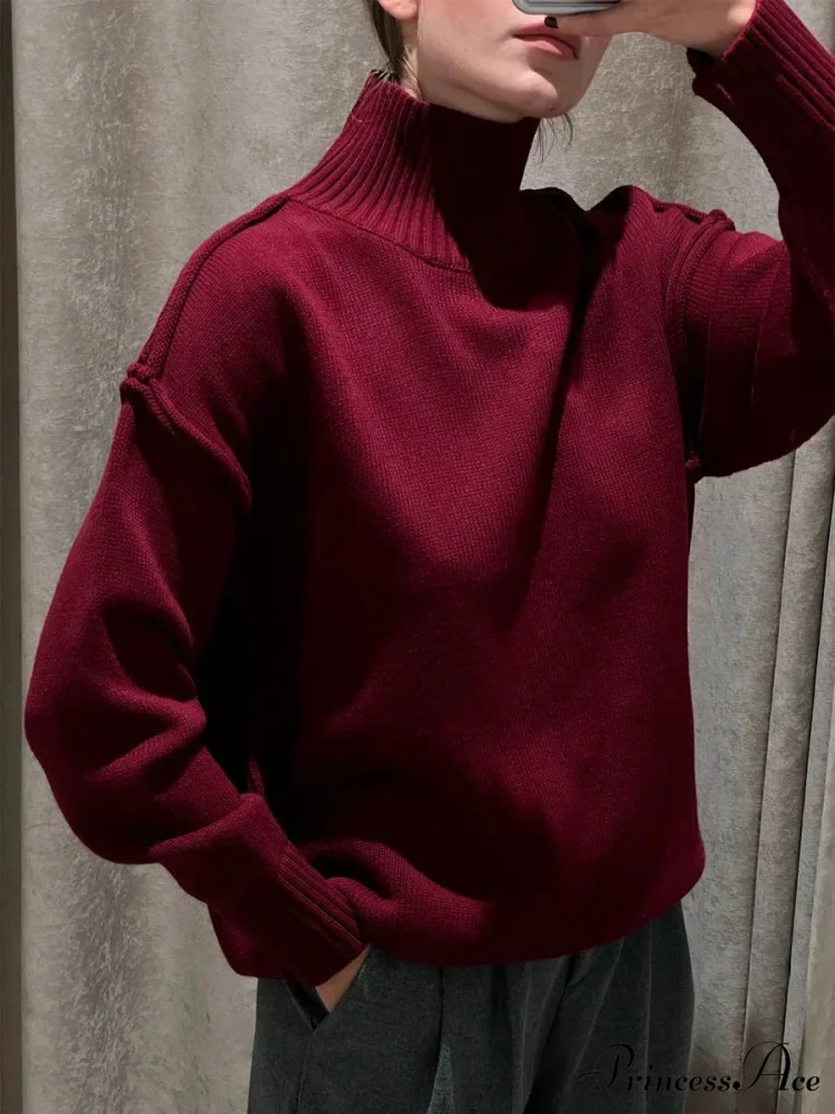 Monochromatic Style Turtleneck Pullover - Image 6