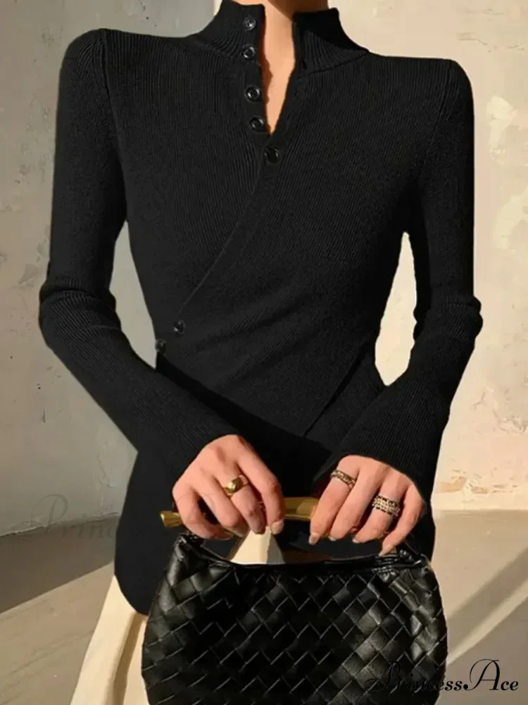 Monochromatic Uneven Length Sleeve Jumper - Image 4
