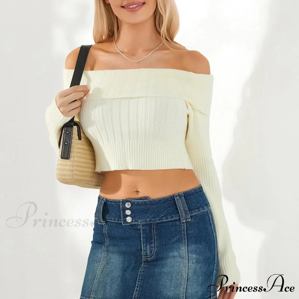 Monochrome Boat Neck Cropped Jumper - Image 2