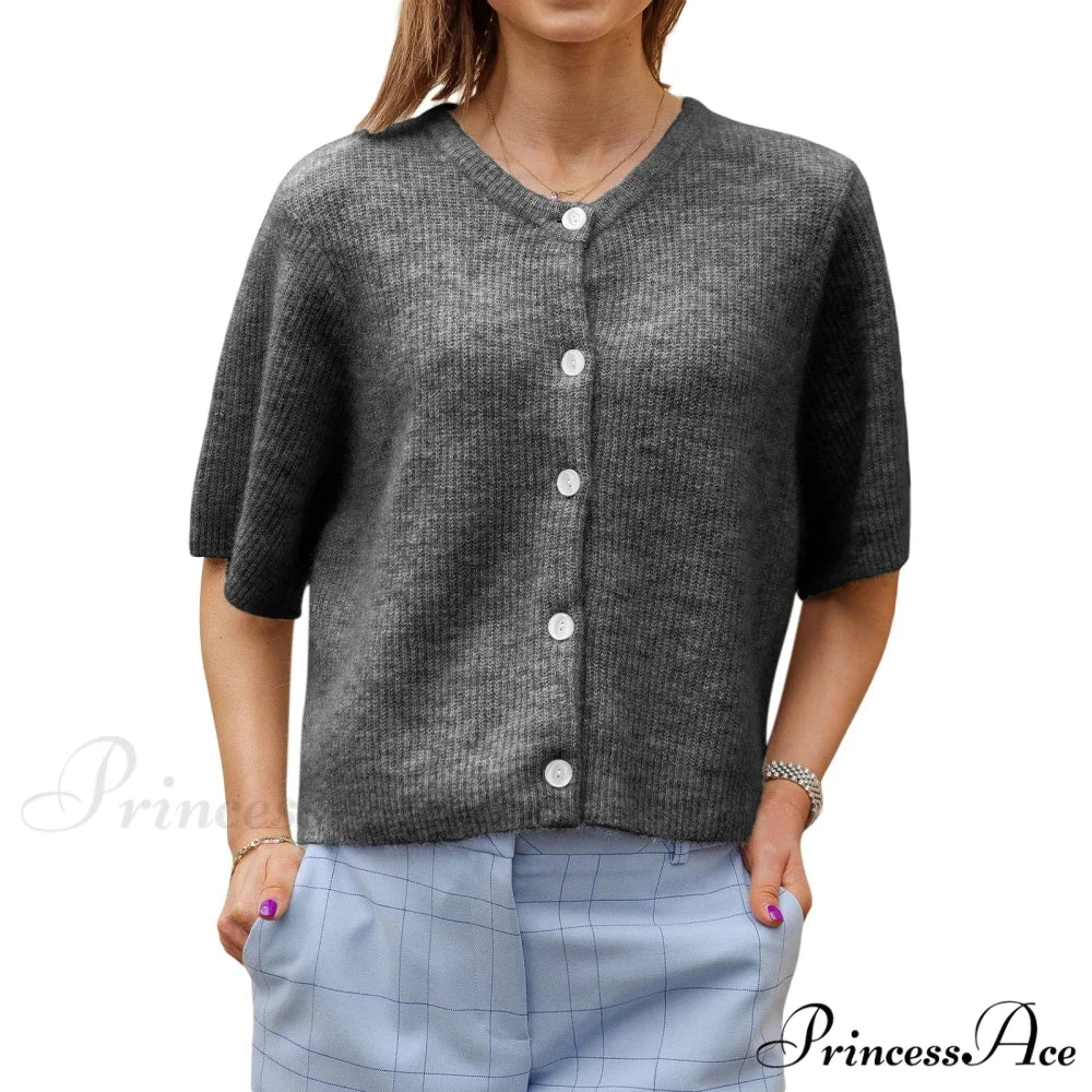Monochrome Short Sleeve Button Cardigan - Image 4