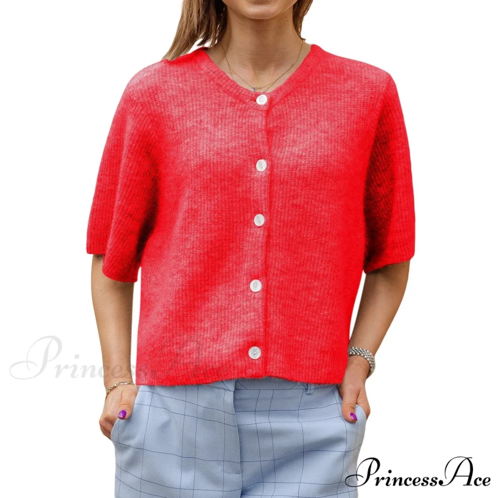 Monochrome Short Sleeve Button Cardigan - Image 6