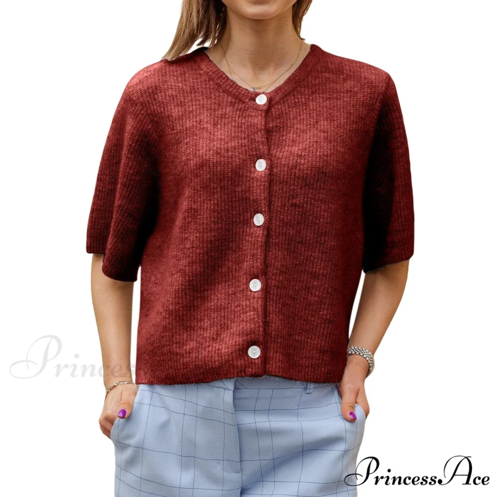 Monochrome Short Sleeve Button Cardigan - Image 7