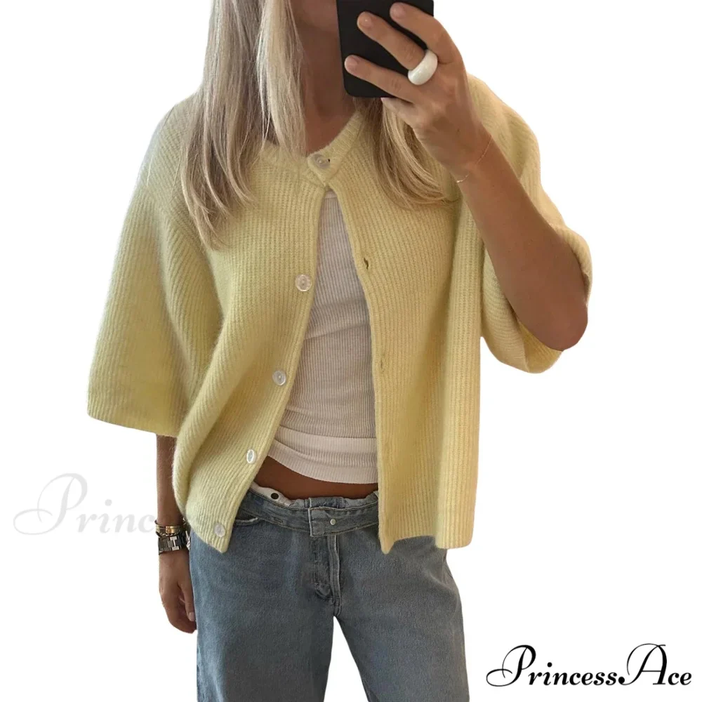 Monochrome Short Sleeve Button Cardigan - Image 8