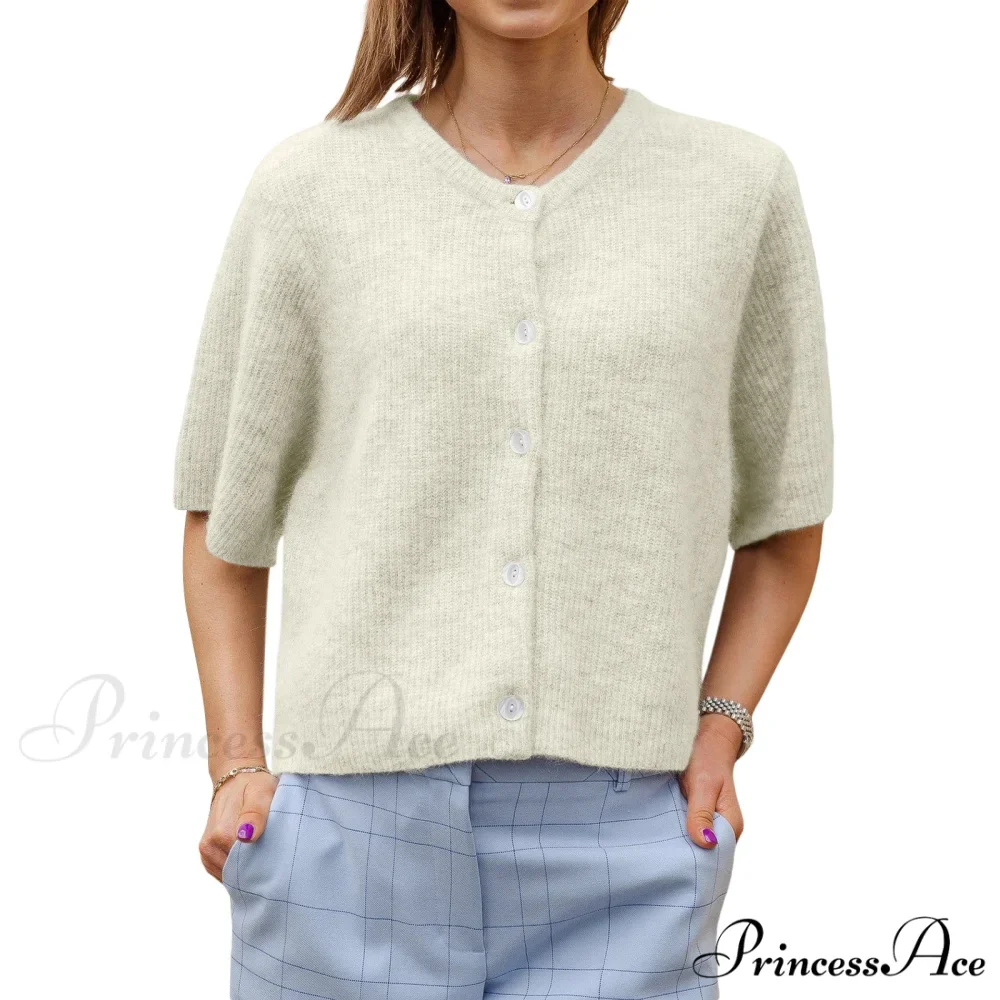 Monochrome Short Sleeve Button Cardigan - Image 9