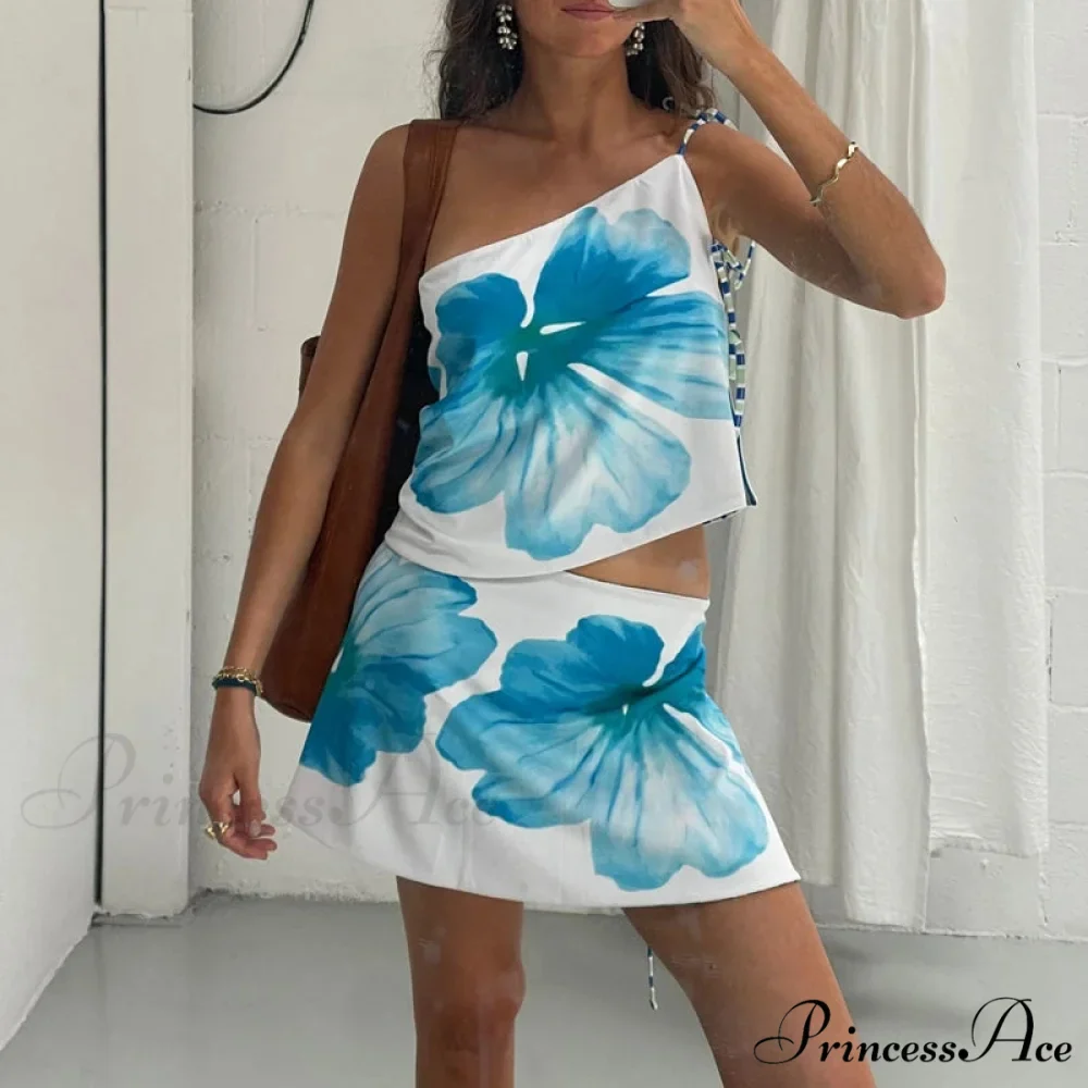 Multi-wear design Flower Pattern Mini Skirt Crop Tops Women Slim Low Waist Side Split Tie-Up Bodycon Skirt Y2K Vintage Streetwear - Image 6