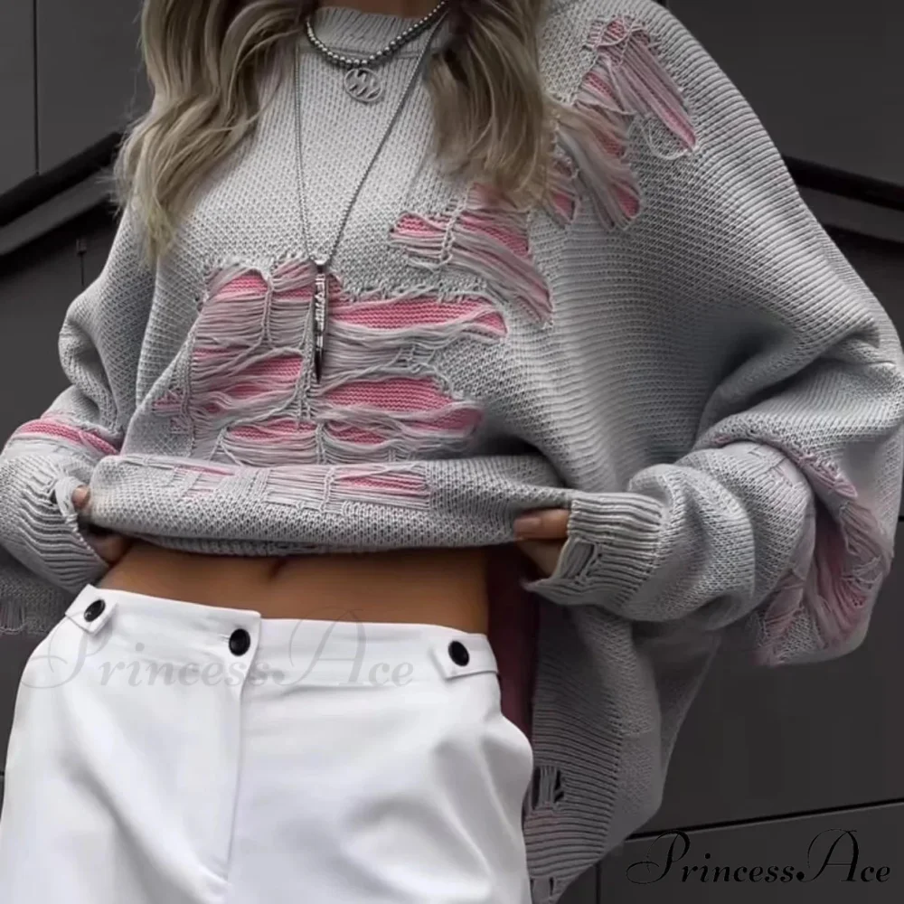 Multicolored Ripped Knit Pullover Jumper - Image 2