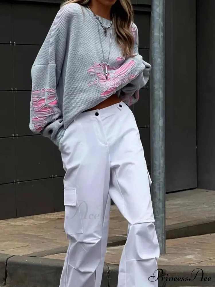 Multicolored Ripped Knit Pullover Jumper - Image 3